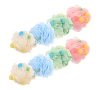 TOGEVAL 8pcs Loofah Balls for Bathroom Soft Mesh Shower Puff Bath Pouf Exfoliating Body Scrubber with Rich Foam Generation for Men Women Travel and Home Use