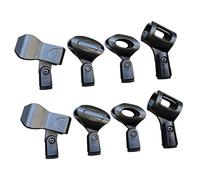 TOGEVAL 8pcs Microphone Clip Mic Holder Clip for Handheld Microphone Black Plastic Spring 3/8 Inch Thread Anti-vibration Free Your Hand Practical Indoor Outdoor Use