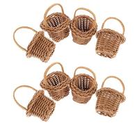 TOGEVAL 8Pcs Mini Hand Woven Rattan Baskets with Handles - Small 5X8Cm Tiny Storage Baskets for Dollhouse Accessories, Wedding Party Favors, and Mini Picnic Decorations