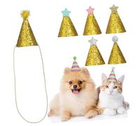 TOGEVAL 8pcs Pet Birthday Party Hats Glitter Dog Cat Birthday Cones Bands Lightweight Festive Accessories for Dogs and Cats for Pet Celebrations and Events