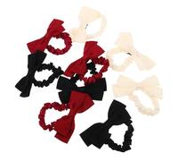 TOGEVAL 9PCS French Vintage Silk Bow Scrunchies for Thick Hair Elastic Ponytail Holders with Ribbon Bows Nonslip Hair Ties for Weddings Parties Halloween Christmas Accessories