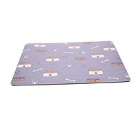 TOGEVAL Absorbent Dog Feeding Mat Quick Dry Non-slip Pet Bowl Pad for Food Water for Home Use Light Grey Bone Pattern