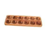 TOGEVAL Acacia Wood Egg Tray Organizer Rectangle Egg Holder for Kitchen Fridge Countertop Storage and Display Damage Resistant Wooden Platter for Neat Storage