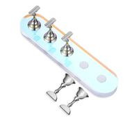 TOGEVAL Acrylic Nail Stand Nail Holder Set with Iridescent Oval Silver Large Bases Mini Size Painting Salon and Home