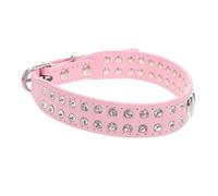 TOGEVAL Adjustable Bling Dog Collar with Soft PU Rhinestone Design for Small Medium Pets Breathable Comfortable Material Easy Use Metal Buckle Stylish Pet Jewelry for Parties and Holidays
