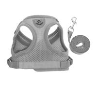 TOGEVAL Adjustable Pet Leash and Harness Set for Small Dogs and Cats Reflective Mesh Vest for Training Walking and Outdoor Adventures Grey