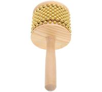 TOGEVAL African Cabasa Wooden Shaker with Metal Beads Creative Musical Instrument for Small Percussion and Jazz Band Performances