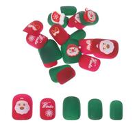 TOGEVAL Almond Shape Press Nails Short for Christmas Party Accessory False Nails with Classic French Tip Design Sturdy Holiday Decoration for Women Winter Festive Wear