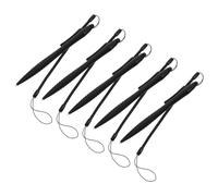 TOGEVAL Anti-Lost Stylus Pen Set with Elastic Lanyard for Drawing Tablets and Writing Boards, 5Pcs Black ABS Portable Touchscreen Pens for Boys and and Adults