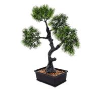TOGEVAL Artificial Bonsai Pine Tree Indoor Small Faux Potted Plant with Green Juniper Leaves, Decorative Plastic Bonsai Tree Decor for Home Office Bedroom Shelf