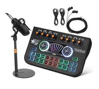 TOGEVAL Audio Mixer Sound Card Gaming Voice Changer Live Streaming Equipment with Low Latency Performance Mixing Technology Metal Plastic Black Suitable for Gaming