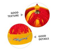 TOGEVAL Authentic Chinese Emperor Drama Prop Hat with Braid Ponytail Lightweight Paperboard Oriental Cap for Adults Traditional Qing Dynasty Royal Style Cosplay Headwear for Stage