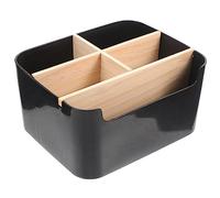 TOGEVAL Bamboo Wood Cosmetics Storage Box Detachable Desktop Makeup Organizer Square Black Multi-compartment Cosmetic Storage Case for Home Skincare Tools