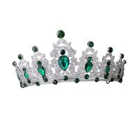 TOGEVAL Baroque Vintage Rhinestone Tiara Crown for Brides Wedding and Special Occasions Green Bridal Hair Accessories with Diamond Like Sparkle and Lasting Color Women