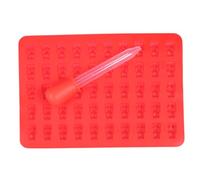 TOGEVAL Bear-Shaped Silicone Candy Mold with Dropper Mini Chocolate and Gummy Mold Easy to Fill and Clean Food-Grade Flexible Bear Cavities for Homemade Sweets and Treats Red