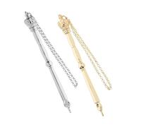 TOGEVAL Bible Reading Pointer 2pcs Metal Torah Hand Pointers 13cm Gold Silver Crown Head with Chain Portable Jewish Scripture Marker for Mitzvah Ceremony Adults