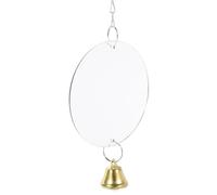 TOGEVAL Bird Mirror with Bell for Parakeet and Parrot Cage Unbreakable Single-sided 10cm round Bird for African Grey