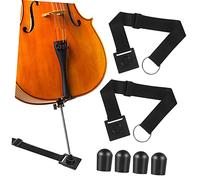 TOGEVAL Black Cello Anti-skid Endpin Anchors 2pcs Adjustable Straps and 4 Black Rubber End Pin Protectors Music Instrument Accessories for Cello Endpin Stability