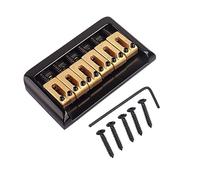 TOGEVAL Black Copper Hardtail Fixed Guitar Bridge for Electric Guitar 6 String Adjustable Height Bridge for St Style Suitable for Replacement and Repair
