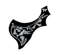 TOGEVAL Black Flower Bird Pattern Wing-shaped Acoustic Guitar Pick Guard Sticker Self-adhesive Anti-scratch Protection Patch for Guitar Surface Easy to Install Decorative Guard
