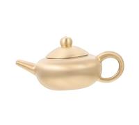 TOGEVAL Brass Miniature Teapot Ornament Compact Handheld Desktop Decor Vintage Style Retro Collectible Gift for Home Office Display