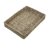 TOGEVAL Capacity Rectangular Woven Storage Basket Natural Seagrass Multi-purpose Organizer for Fruit Snacks Desktop Storage with Elegant Light Brown Texture