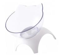 TOGEVAL Cat Shaped Tilted Food Bowl Rack Anti- Neck Protective Pet Feeder for Cats and Dogs Food-grade Material Easy to Clean Unique Design White Single Bowl Rack