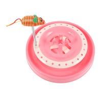 TOGEVAL Cat Spring Turntable Interactive Training for Cats Pink Bell Amusement Plate Scratch-resistant Track Relieves Boredom Encourages Exercise for Indoor Kittens