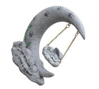 TOGEVAL Cat Tribute Statue Moon Shaped Headstone Pet Memorial Stone Resin Outdoor Indoor Durable Garden Decor for Loss of Cat Bereavement Keepsake