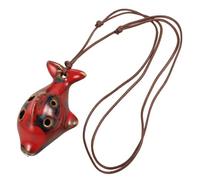 TOGEVAL Ceramic Dolphin Ocarina for Beginners with Extraordinary Tones and Practical Use, Unique Delicate Shaped Appearance in Red, Children Ocarina Music Instrument for Learning