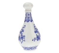 TOGEVAL Ceramic Wine Bottle Blue and White Porcelain Wine Holder with Smooth Edges Retro Jingdezhen Style Pot for Healthy Re Fermentation and Elegant Decor