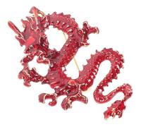 TOGEVAL Chinese Style Dragon Brooch Pin Red Zodiac Clothing Accessory Delicate Chinese Brooch for Women Men Year Dragon Shawl Pin Ornament