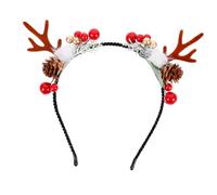 TOGEVAL Christmas Antler Headband Handmade Reindeer Ear Hair Accessory Festive Xmas Party Costume for Women Holiday Celebration
