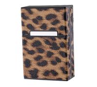 TOGEVAL Cigarette Case Protective Case Cigarette Storage Organizer Retro Metal for Men Leopard Pu