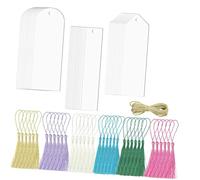 TOGEVAL Clear Acrylic Blank Bookmarks with Pre Drilled Tassels and Twine for DIY Crafting and School Supplies Practical Lightweight Reading Accessories for Home Office Classroom