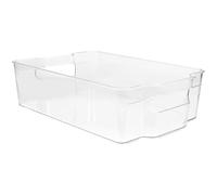 TOGEVAL Clear Refrigerator Organizer Bin with Rolling Can Dispenser Plastic Beverage Holder for Soda Beer and More Space-saving Fridge Storage Rack for Easy Access and Neat Organization