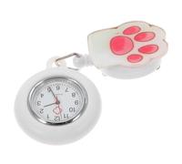 TOGEVAL Clip-on Nurse Watch Silicone Hanging Pocket Watch Portable for Nurses and Students White Footprint Design