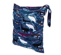TOGEVAL Cloth Diaper Bag with Double Zippered Compartments Reusable Washable Wet Dry Storage Organizer for Travel Toiletries and Accessories with Cute Cartoon Patterns