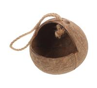 TOGEVAL Coconut Shell Bird Nest for Parrots Hanging Nesting Box with Right Angle Opening Natural Bird House Cage Accessory for Nesting Training and Physical Activity Versatile Decorative