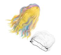 TOGEVAL Colorful Wavy Wigs for Cosplay Party Shoulder Rainbow Wig Elastic Mesh Realistic High Temperature Synthetic Hair Comfortable Wear for Daily Use and Events