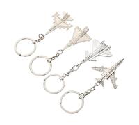 TOGEVAL Concorde Plane Keyrings 4pcs Zinc Alloy Airplane Keychain Pendants, Silver Decorative Keyholder for Handbag Diy, Lightweight Portable Gift Style