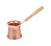 TOGEVAL Copper Alloy Turkish Coffee Pot with Wood Handle Multi Function Espresso Ibrik for Household Use Quick Heating and Easy Cleaning Suitable for Boiling Coffee Eggs and Soup