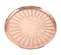 TOGEVAL Copper Buddhist Worship Plate for Temple Offerings Stable Desktop Decorative Fruit Bowl and Water Offering Tray Vintage Home Sacrificial Supply for Spiritual and Table Decoration