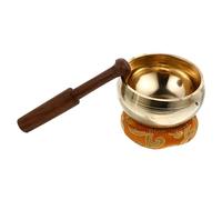TOGEVAL Copper Meditation Bowl Tibetan Style Portable Therapeutic Nepal Bowl with Striker and Cushion for Traveling and Vacationing