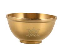 TOGEVAL Copper Offering Bowl with Elegant Gold Finish Triple Moon Pentagram Design Metal Decorative Ritual Bowl for Altar Use Incense Burner Smudging Meditation Accessory
