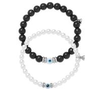 TOGEVAL Couple Bracelet Set, 1 Pair Black and White Beaded Lover, Matching Wrist Jewelry for Couples, Romantic Gift for Valentine’s Day