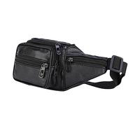 TOGEVAL Cowhide Waist Bag Men Adjustable Fanny Pack for Running Hiking Biking with Non Slip Material Portable Waist Pouch for Phone and Essentials