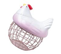 TOGEVAL Creative Ceramic Hen-shaped Egg Storage Basket with Pink Gradient Wire Frame and Lid - Home Kitchen Fruit, Vegetable, and Food Storage Holder, Unique Household Organizer
