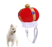 TOGEVAL Creative Red Pet Crown Hat with Elastic Band Adjustable Soft Comfortable Cat Headpiece for Daily Wear Parties Christmas Photo Shoots S
