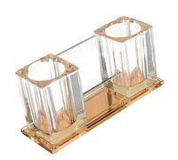 TOGEVAL Crystal Acrylic Desktop Microphone Stand Base Holder for Wireless Mic Karaoke Ktv, Light Gold Tabletop Mic Stand Compatible with Sm7b Pop Filter